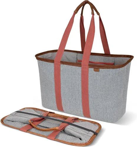Miniatura 9 de CleverMade Collapsible LUXE Tote, 30L Foldable Grocery Shopping Bag, Reusable