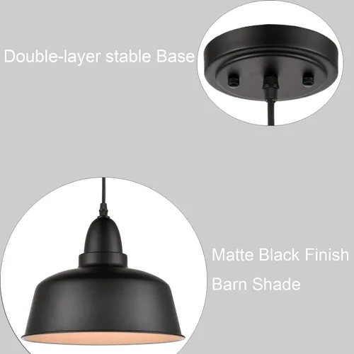 Miniatura 4 de Lámpara colgante negra mate paquete de 3 lámparas colgantes industriales para isla de cocina