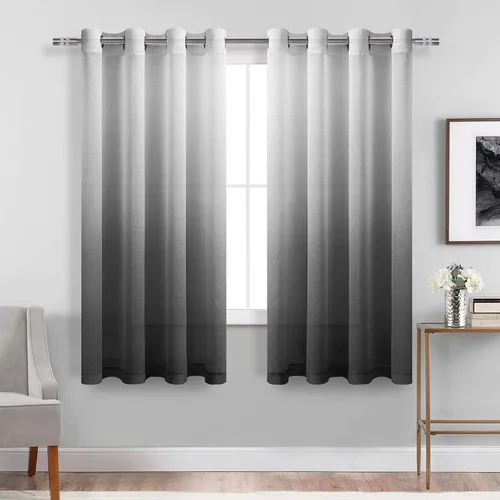 Miniatura 52 de DWCN Cortinas Transparentes Ombré - Cortinas de Lino Sintético con Gradiente Semi Voile con Ojales en la Parte Superior para Dormitorio y Sala