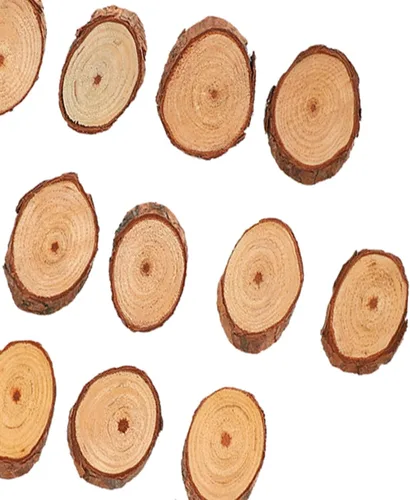Miniatura 9 de Paquete de 25 láminas de madera ovaladas sin terminar, placas de madera de pino con corteza para manualidades, pintura de bricolaje, letrero