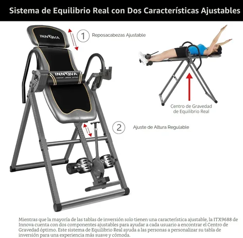 Miniatura 5 de Innova Health and Fitness Inversion Table with Adjustable Headrest, Reversible Ankle Holders, and 300 lb Weight Capacity