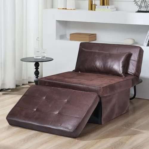 BIGSYY Sofá Cama, 4 en 1 Otomana Plegable Multifunción de Lino Transpirable Cama Sofá con Respaldo Ajustable Silla Convertible Moderna para Sala de