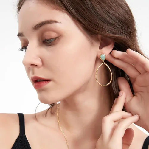 Miniatura 2 de G&GEMSJEW Gold Dangle Earrings for Women, 14K Gold Plated Gemstone Earrings