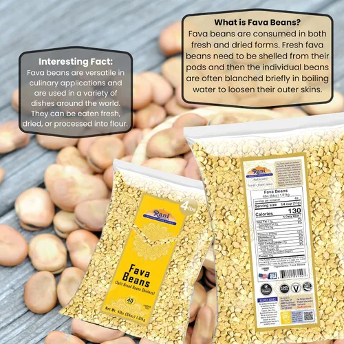 Miniatura 4 de Frijoles Rani Fava (sin piel), 64 onzas (4 libras) 4.0 lbs a granel ~ Todos naturales Apto para gluten Sin OMG Kosher Vegano Producto