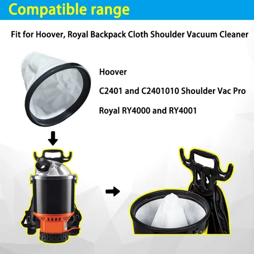 Miniatura 4 de Forro de tela HEPA 2KE2105000 mejorado, apto para Hoover, aspiradora de hombro de tela Royal Mochila, Hoover C2401 y C2401010 Shoulder Vac Pro