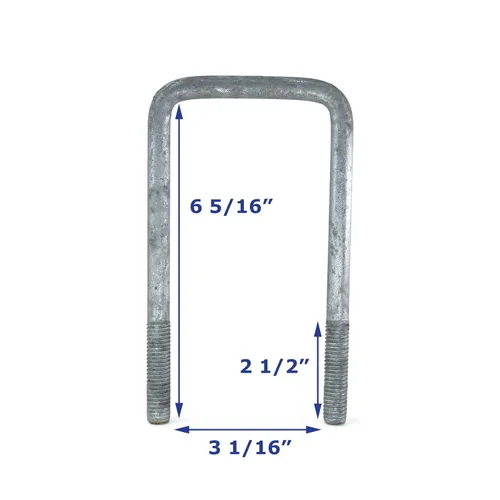 Miniatura 4 de Perno en U galvanizado para remolque de 1/2 pulgadas x 3 pulgadas x 6 5/16 pulgadas con herrajes - Juego de 2