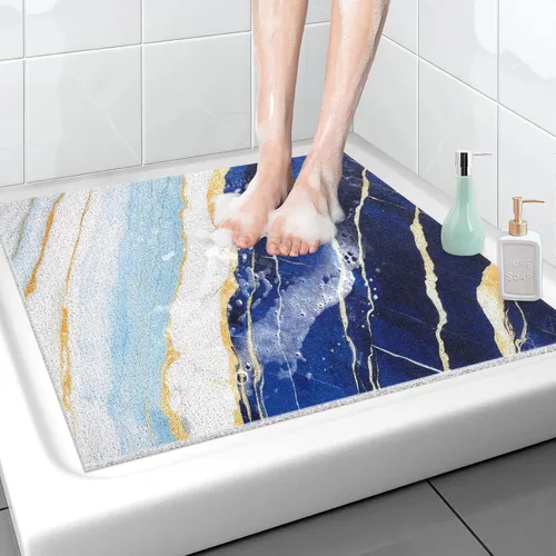 Miniatura 11 de Tapete de ducha antideslizante grande tapete de bañera antideslizante de 24 x 32 pulgadas, tapete de ducha de lufa para ducha interior, almohadilla