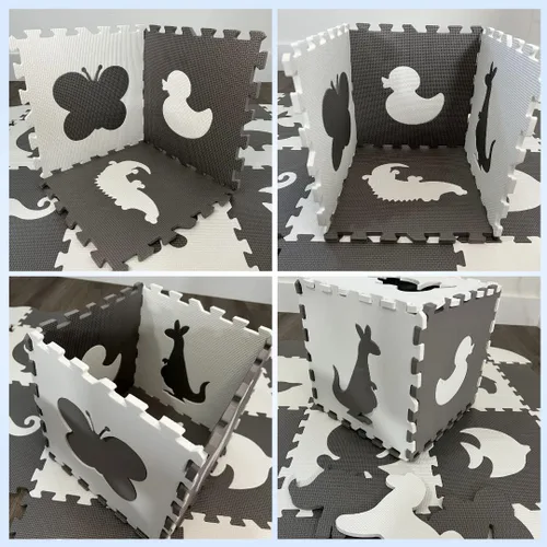 Miniatura 8 de Alfombra de juego grande para bebé con valla, 36 piezas de 12 x 12. Tapete de juego suave y no tóxico para niños pequeños, rompecabezas de juego