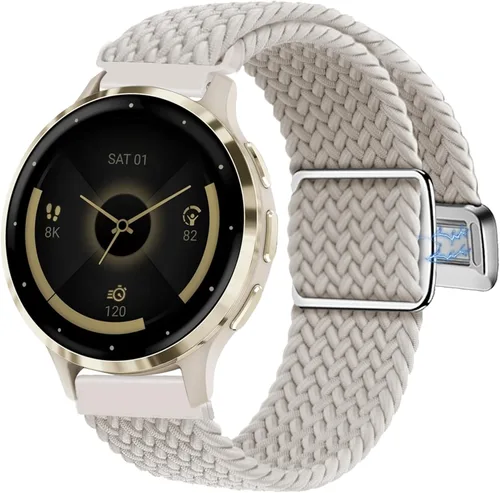 Abanen Correa elástica de nailon trenzado de 0.787 pulgadas para Garmin Vivoactive 5/Venu Sq/Venu 2 Plus, correa elástica suave con cierre magnético