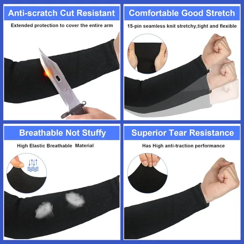 Miniatura 4 de 3 pares de protectores de brazo para piel fina y moretones, mangas de antebrazo resistentes a cortes nivel 5, manga de protección contra quemaduras