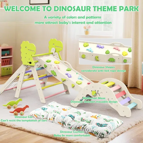 Miniatura 2 de Conjunto de Triángulo Pikler con Cojín, 12 en 1 Juguetes Montessori para Niños Pequeños Gimnasio de Escalada Interior para Bebés Conjunto