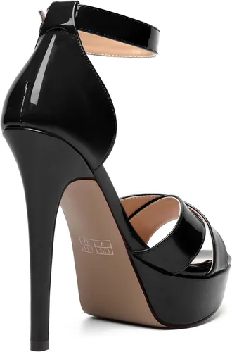 Miniatura 103 de MODENCOCO Sandalias de boda con correa de tobillo sexy para mujer, con plataforma y puntera abierta, tacón de aguja y tacón alto, zapatos de vestir