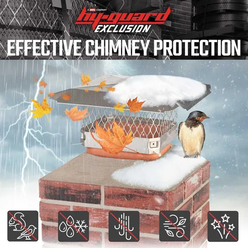 Miniatura 2 de HY-GUARD HGSS99 - Cubierta de chimenea de acero inoxidable con perno de combustión, tamaño de malla 3/4 pulgadas, se adapta al exterior de baldosas