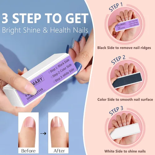 Miniatura 5 de Kit de bloque de brillo de uñas, todo en uno, 4 vías, brillante, pulidor de uñas, bloques suavizantes para uñas naturales, 4