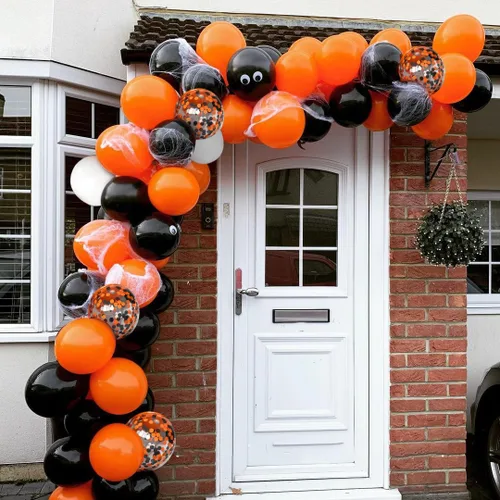 Miniatura 7 de Globos de látex para fiesta de Halloween de 12 pulgadas con confeti para celebración, fiesta, bar, aniversario, decoración, color negro, naranja