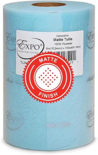 Miniatura 35 de Expo International Tul mate decorativo, rollo/carrete de 6 x 100 yardas, tela de tul de poliéster ligera para tutús, disfraces y decoraciones