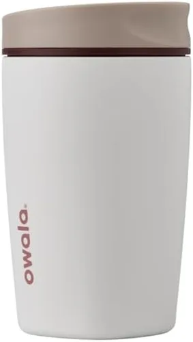 Miniatura 17 de Owala SmoothSip Slider - Vaso de café aislado de acero inoxidable, reutilizable, taza de café helado, taza de viaje para café caliente, sin BPA, 12