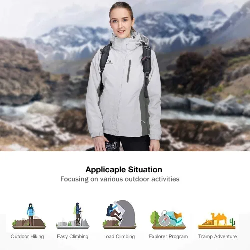 Miniatura 31 de CAMEL CROWN Chaqueta de esquí impermeable 3 en 1 para mujer, abrigo de invierno rompevientos, chaquetas de snowboard para lluvia, nieve, senderismo