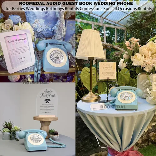 Miniatura 5 de Libro de invitados de audio, teléfono de boda, graba mensajes de audio personalizados con libro de invitados retro para boda, fiesta de cumpleaños
