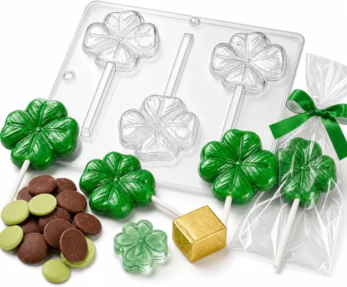 Miniatura 3 de Cuatro hojas trébol/trébol piruleta chocolate caramelo molde Día de San Patricio 4001
