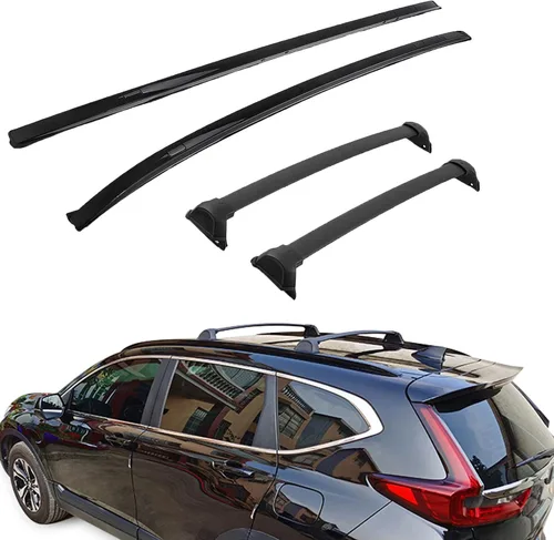 Miniatura 9 de para 2017 2018 2019 2020 2021 2022 Honda CRV CR-V Barras de soporte laterales para equipaje de estilo OE, juego de par plateado Rieles laterales