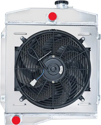 Miniatura 2 de Radiador de aluminio con núcleo de 3 filas para Jeep CJ3 CJ5 CJ6 DJ5 DJ6 1955 Willys 1955 Todos los radiadores de aluminio+ventilador
