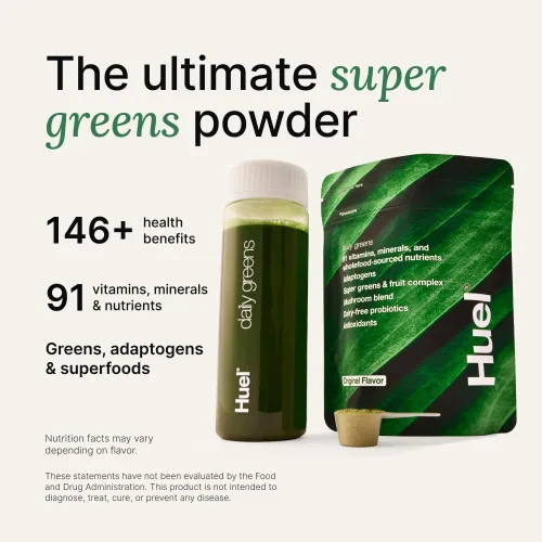 Miniatura 2 de Huel Daily Greens Lemon & Ginger Polvo de Superalimento Verde 91 Vitaminas, Minerales e Ingredientes de Origen Alimenticio Completo