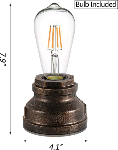 Miniatura 2 de Lámpara de mesa vintage con control táctil, bombilla LED regulable Edison de 4 W incluida, con 3 niveles de brillo, luz nocturna industrial