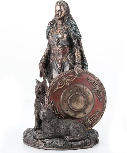 Miniatura 2 de Veronese Design 8 1/4 Shield Maiden Freya Diosa nórdica del Amor Belleza y Guerra Escultura de resina fundida en frío Estatua con acabado de bronce