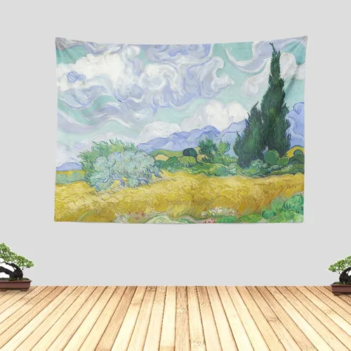 Miniatura 10 de Chitteri Vincent van gogh - Tapiz colgante de flores de almendra, 60 x 45 pulgadas, arte de pared de poliéster para decoración del hogar
