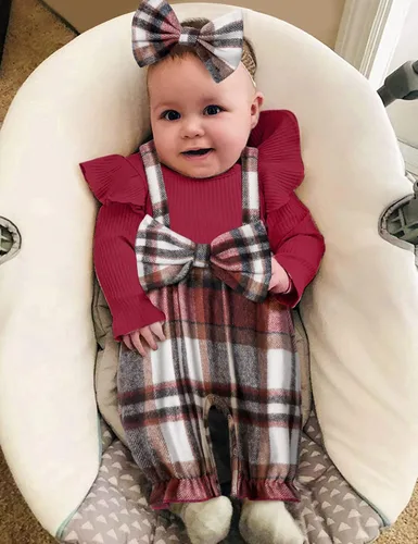 Miniatura 3 de Queenstyle Ropa de bebé niña de manga larga, overol lindo traje de bebé de 0 a 18 meses
