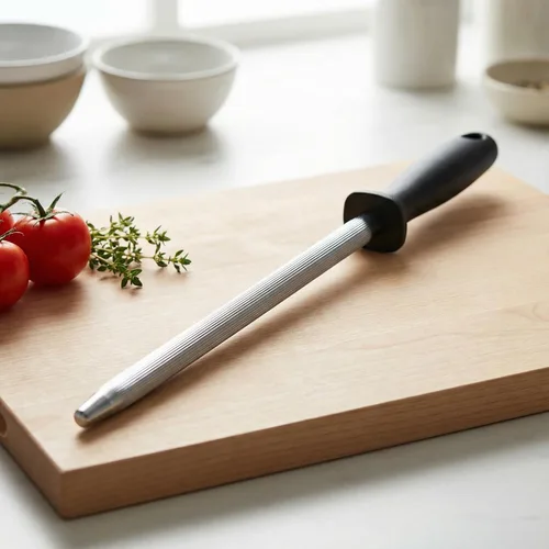 Miniatura 5 de Varilla afiladora de cuchillos, acero al carbono de 13 pulgadas para cuchillos de cocina, barra de afilado magnetizada profesional con chapado
