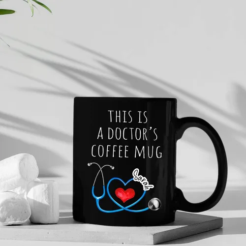 Miniatura 4 de Taza de café negra personalizada, regalo para agradecimiento al médico, divertida taza de café con texto en inglés "This Is A Doctor's Doctor's 11