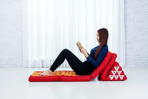 Miniatura 3 de Leewadee Cómodo colchón japonés de suelo, cama tailandesa con cojín triangular, colchón futón, tapete de masaje tailandés extra largo, 89 x 20 Sf02