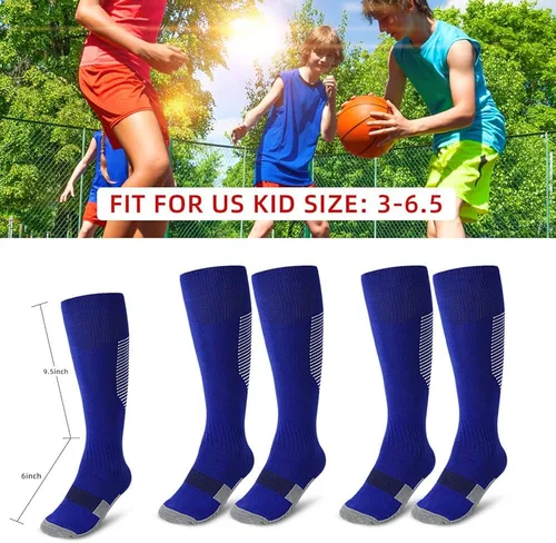 Miniatura 3 de Calcetines deportivos de fútbol para niños 2 pares de calcetines altos hasta la rodilla para niños y niñas talla de zapato 3-65 edades de 6-12 años