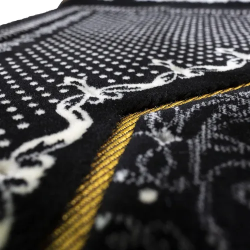 Miniatura 6 de Modefa Alfombra de oración de terciopelo islámico turco, gruesa y ancha, suave, para hombres y mujeres, tapete grande tradicional musulmán para Negro