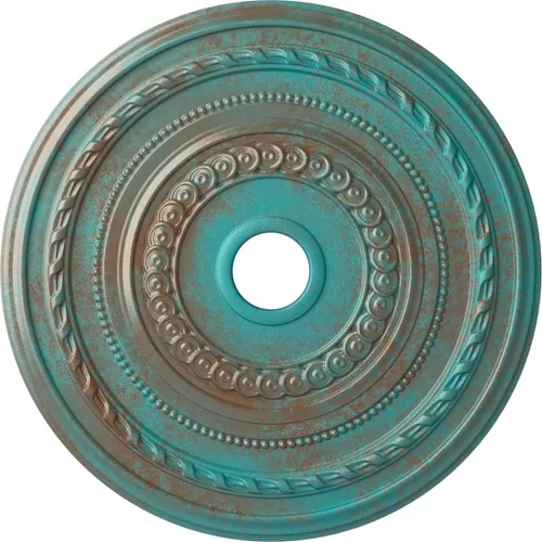 Miniatura 71 de Ekena Millwork CM25COFCS Cole Medallón de Techo, 25 3/8"OD x 3 3/8"ID x 1 3/8"P, pintado a mano Flash Cobre