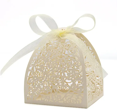 Miniatura 14 de KPOSIYA - 70 Cajas para dulces, cortadas con láser, 2.5 x 2.5 x 3.1 pulgadas, cajas de regalo para despedidas de soltera, cumpleaños o boda Oro