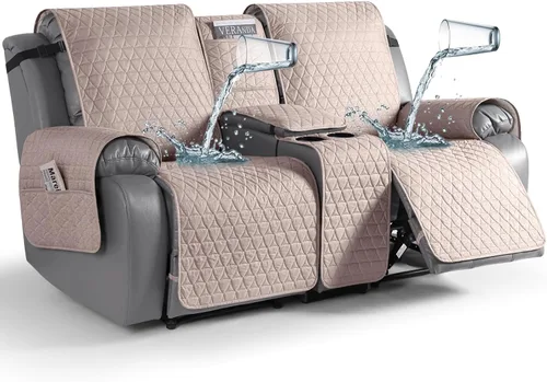 Miniatura 15 de TAOCOCO - Funda reclinable para sofá de 2 plazas con consola 100% impermeable, funda reclinable lavable antideslizante para 2 asientos, protector