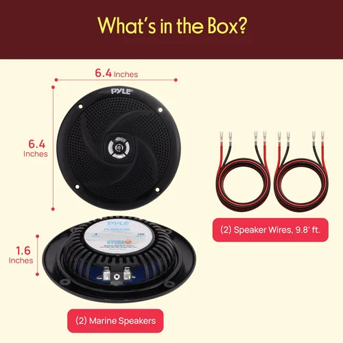 Miniatura 2 de Pyle Altavoces marinos impermeables – Par de 5.25 pulgadas 180 vatios de perfil bajo sistema de estilo delgado – Altavoces resistentes a
