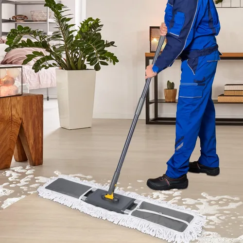 Miniatura 2 de MASTERTOP Escoba de polvo profesional industrial de 36" para limpieza de pisos, mopa comercial resistente para uso húmedo y seco, mopas planas Gris
