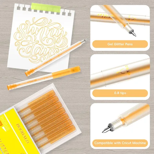 Miniatura 4 de DOOHALO Bolígrafo de gel dorado con purpurina compatible con Cricut Maker 3/Maker/Explore 3/Air 2/Air Gel Gollter marcadores variados para dibujar 7