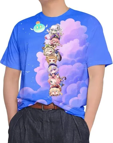 Miniatura 5 de Genshin Impact - Camiseta para mujer, camisetas de Hu Tao con manga corta para fanáticos unisex, patrones de impresión vivos y duraderos