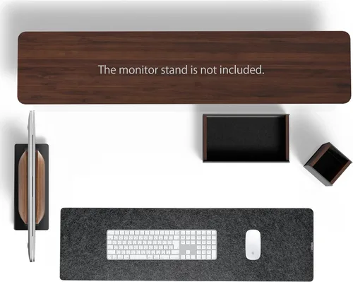 Miniatura 10 de amesoba - Configuración de escritorio ergonómico de dos niveles en roble blanco – Soporte moderno de monitor de madera y elevador de espacio