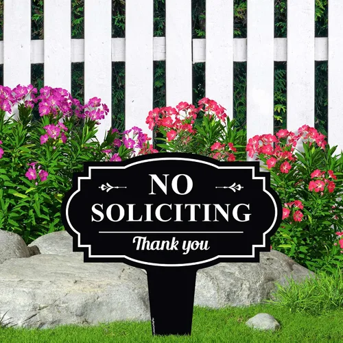 Miniatura 2 de Letrero de No Soliciting Yard (No Soliciting Yard Sign, No Solicitation In Ground de 11 x 11 pulgadas), ACM libre de óxido, resistente a