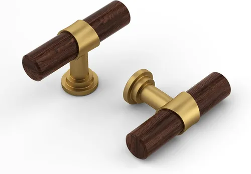 Miniatura 31 de Haliwu Paquete de 10 Tiradores de Gabinete Negros Tiradores de Gabinete Negros y Dorados, Tiradores de Cajón de Tocador Dorados Barrel para Herrajes