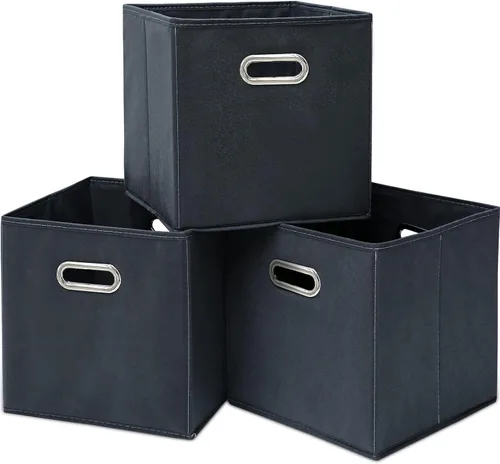 Miniatura 36 de Cubos de almacenamiento de tela – 13 x 13 x 13 pulgadas, cubos organizadores plegables con asas dobles – juego de 6, color azul