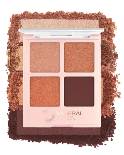 Mineral Fusion Paleta de sombras de ojos – Cuatro tonos de polvo prensado en acabado mate, satinado y brillante – Maquillaje de ojos natural y