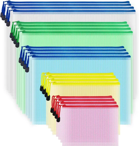 Miniatura 10 de 20 bolsas de malla con cremallera, multiusos, impermeable, para organización, para oficina, escuela, hogar y viajes