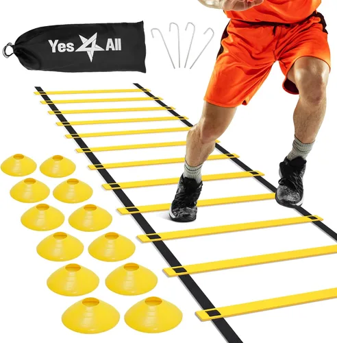 Miniatura 8 de Yes4All Agility Ladder – Adjustable Speed & Agility Training Equipment for All Ages – Durable, Portable, Multiple Combo Sets Available B. Combo Lima